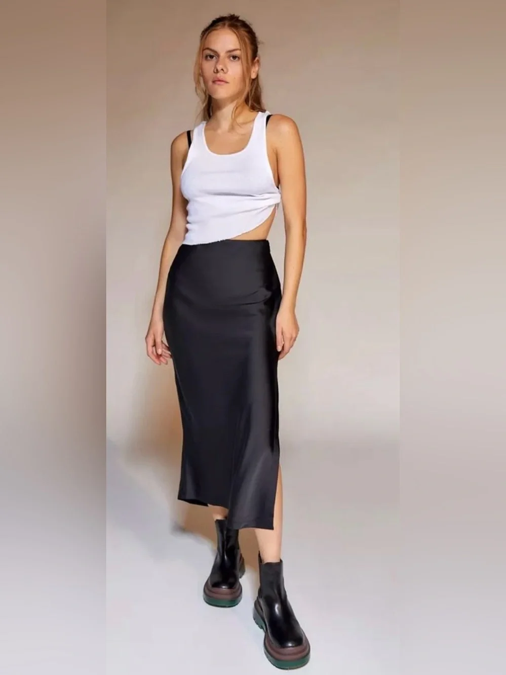 NWOT UO Edy Satin Midi Skirt | Urban Outfitters